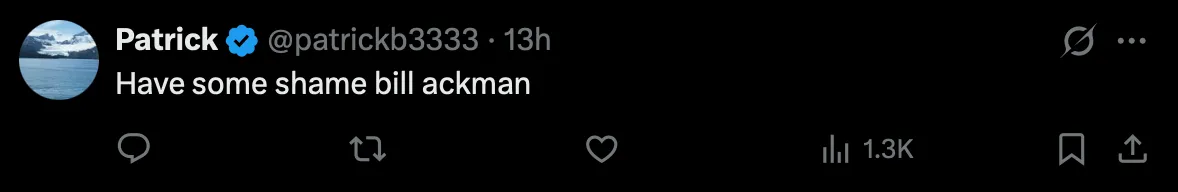 Public backlash reply to Bill Ackman on X